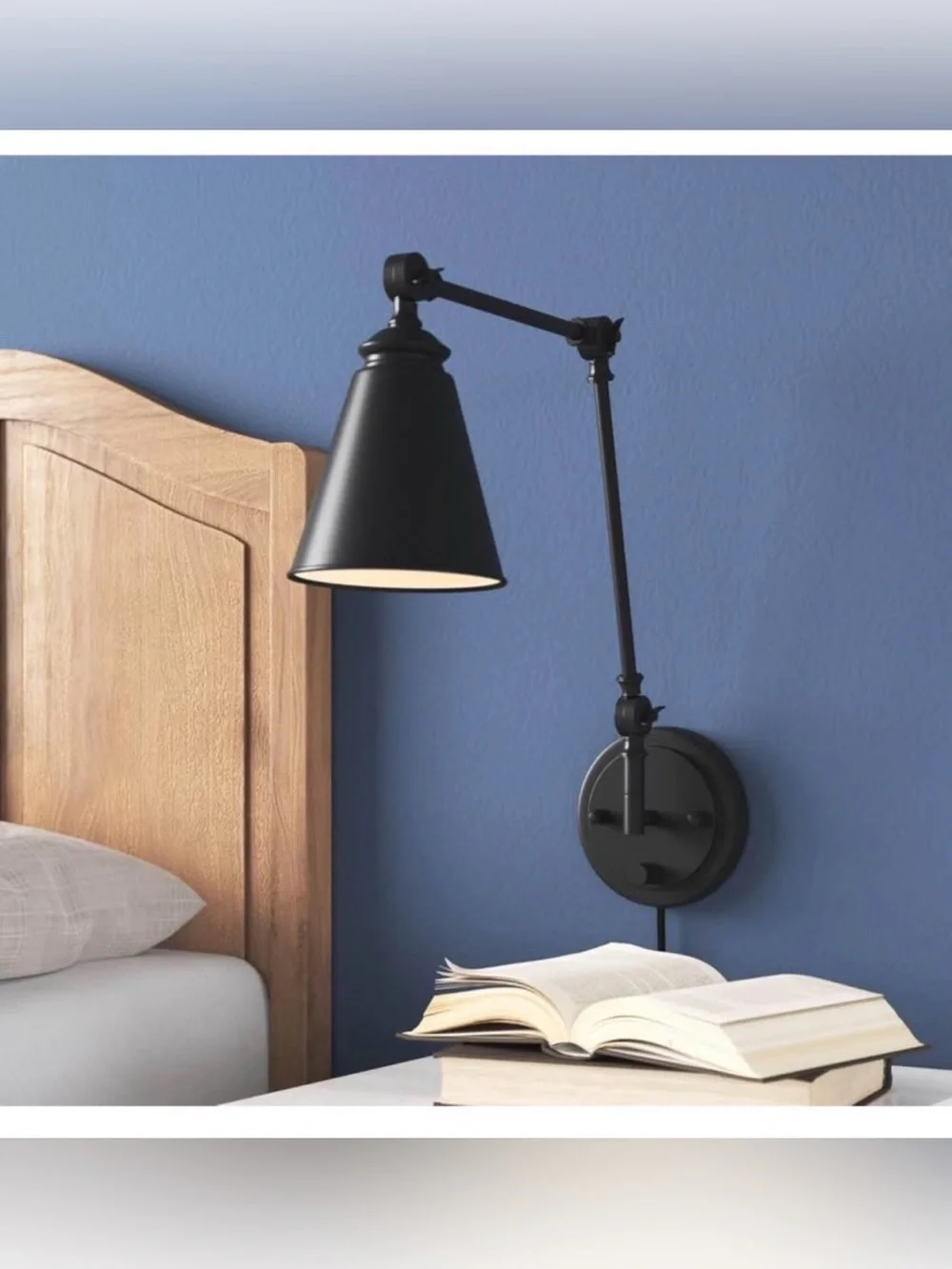 Vintage Adjustable Swing Arm Wall Lamp – Foldable Black Wall Light
